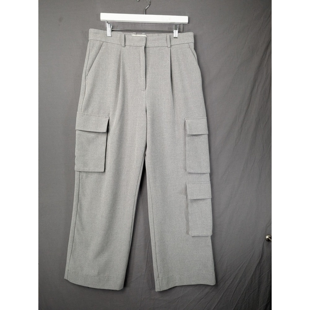 Abercrombie & Fitch Gray Wide Leg Cargo Pants Size 31/12R High Rise‎ Pleated